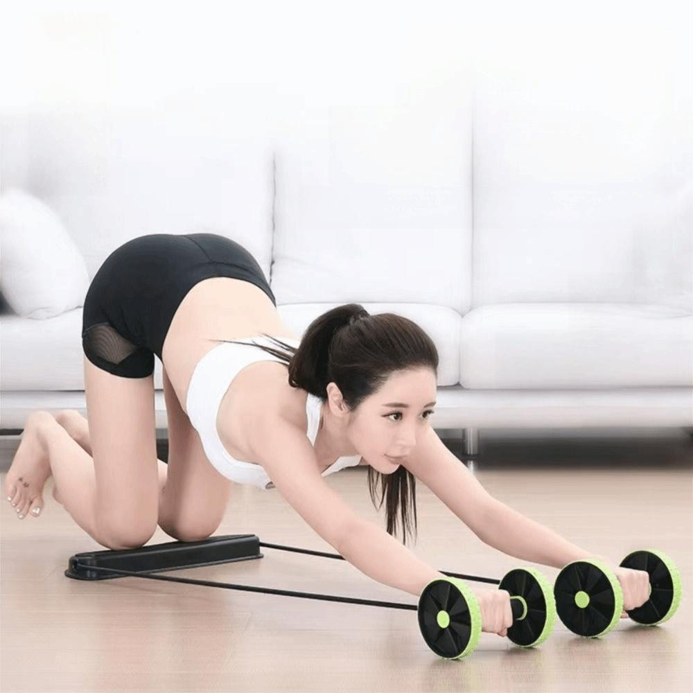Double Roller Ab Roller Resistance Bands Abdominal Wheel Abdominal Muscle Trainer  Fitness Training