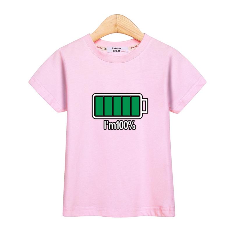 313t Children Casual Unisextshirt Battery Graphic Top Summer Short Sleeved Shirt Oneck Clothes