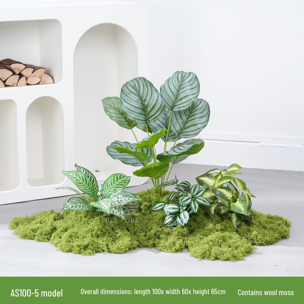 Luxury Faux Green Plant and Flower Decor - Indoor Moss and Grass Clusters for Elegant Landscaping.