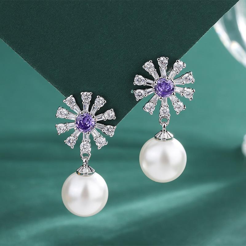 New Emerald Pearl Pendant, Purple Gemstone Earrings, Australian Fritillary Pearl Necklace Inlaid with Gemstones, Pearl Stud Earrings.