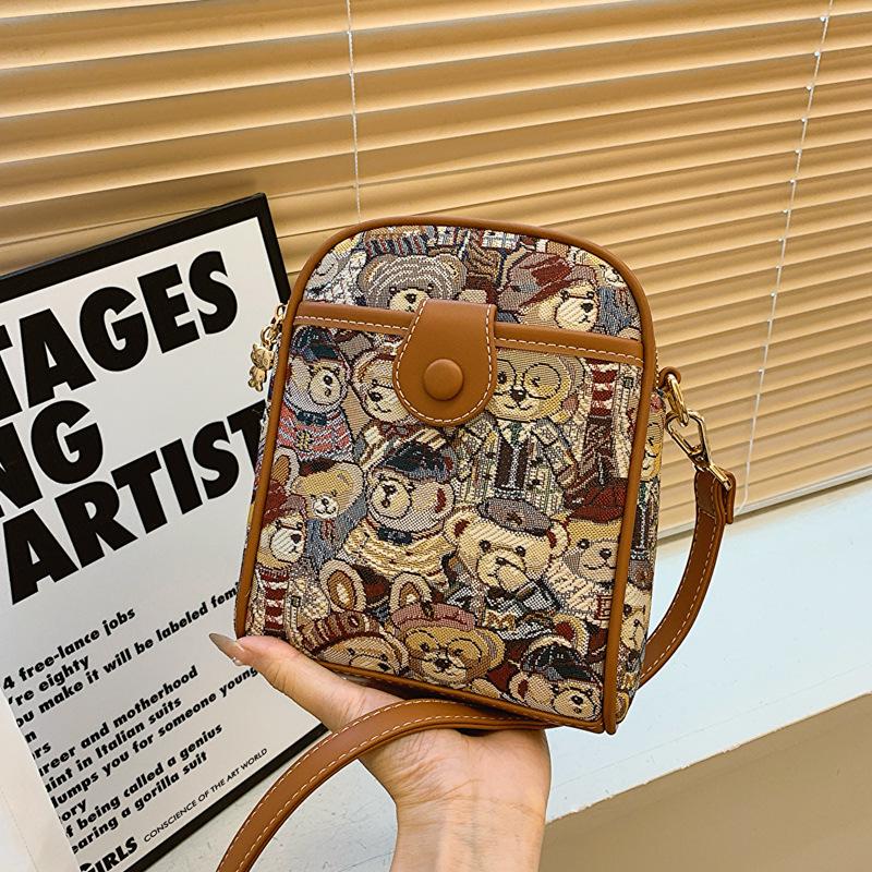 

Women s Retro Canvas PU Crossbody Bag - 2025 Versatile Mini Square Design коричневий