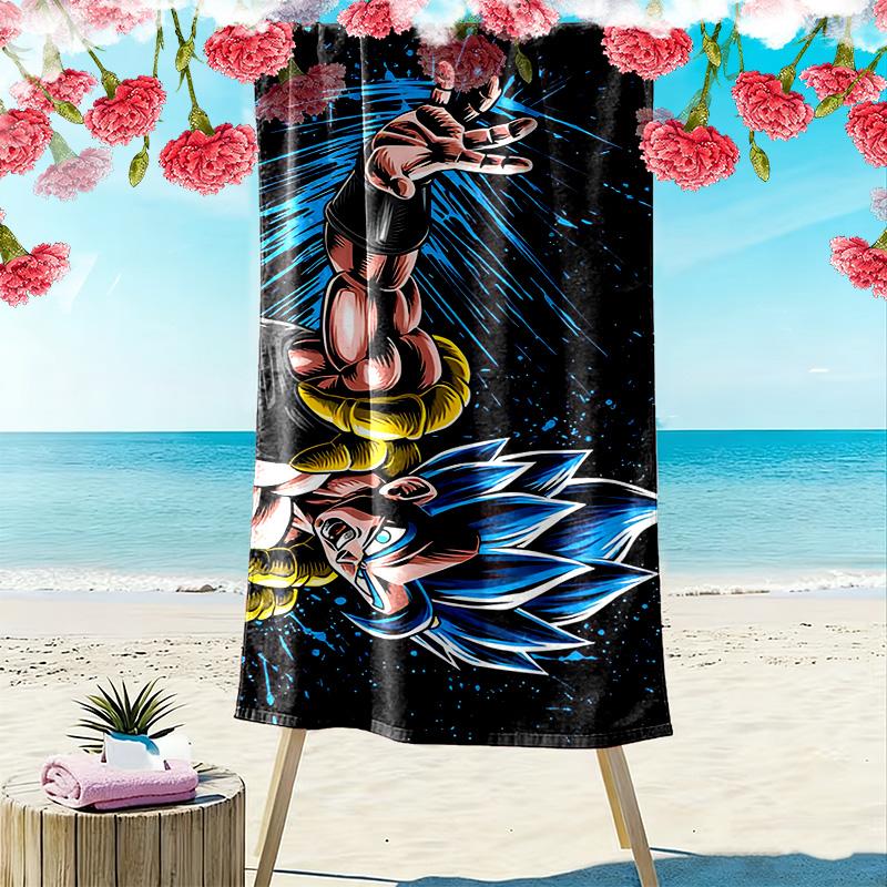 Dragon Ball Aufdruck Strandtuch, Großes Weiches Schnelltrocknendes Handtuch für Strand Camping Schwimmen