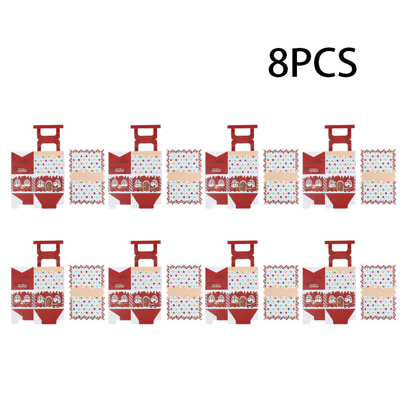 8 Pcs Cute Christmas Treat Candy Boxes Portable Dessert Packaging Case Small Cookie Containers Party Favor Supplies