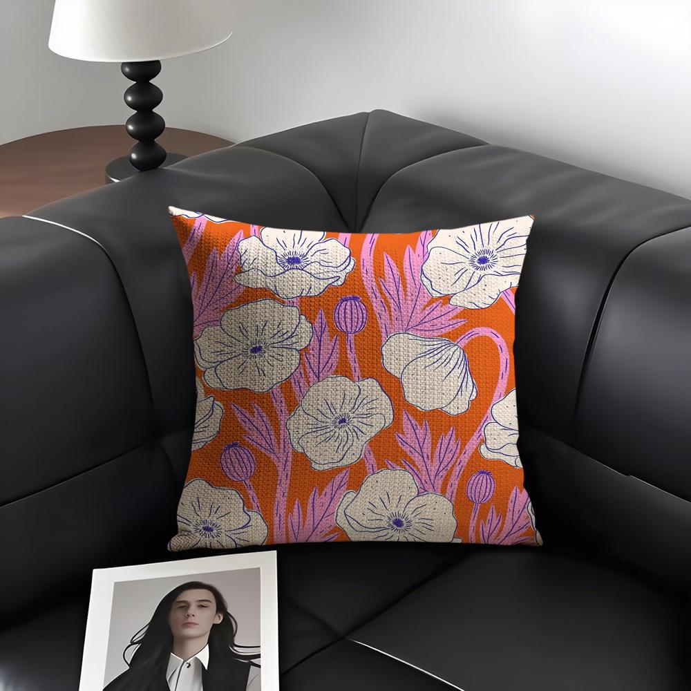 

Flower INS Cushion Cover Natural Linen Organic Fabric DoubleSided Printing Sofa Home Decor Gift Pillow Case 30x30cm
