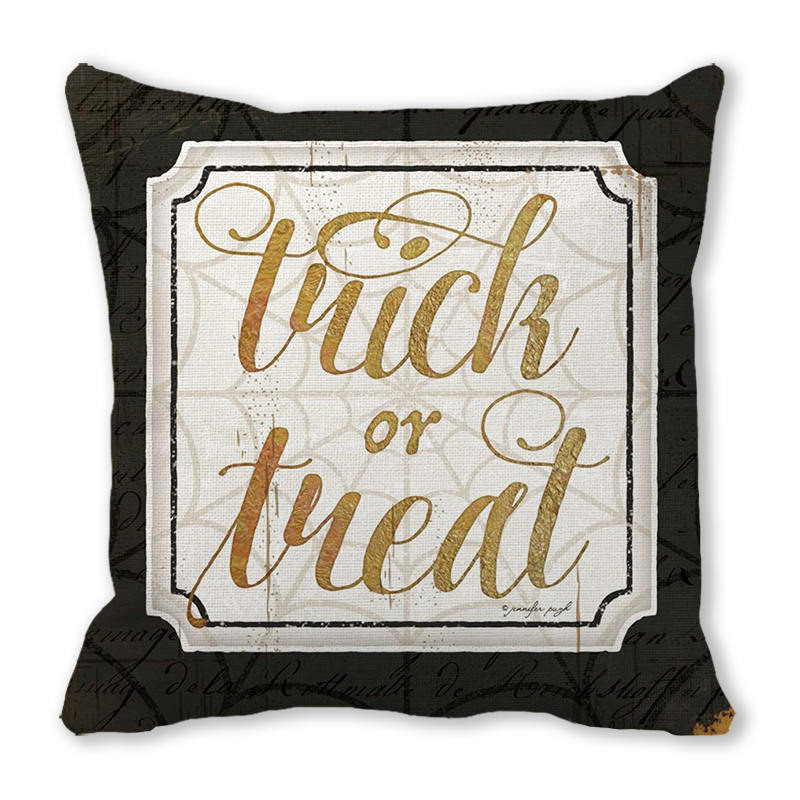 Creative Halloween Happy Letters Digital Printing Short Plush Pillow Covers for Car Sofa Office Cushion Cover Home Goods