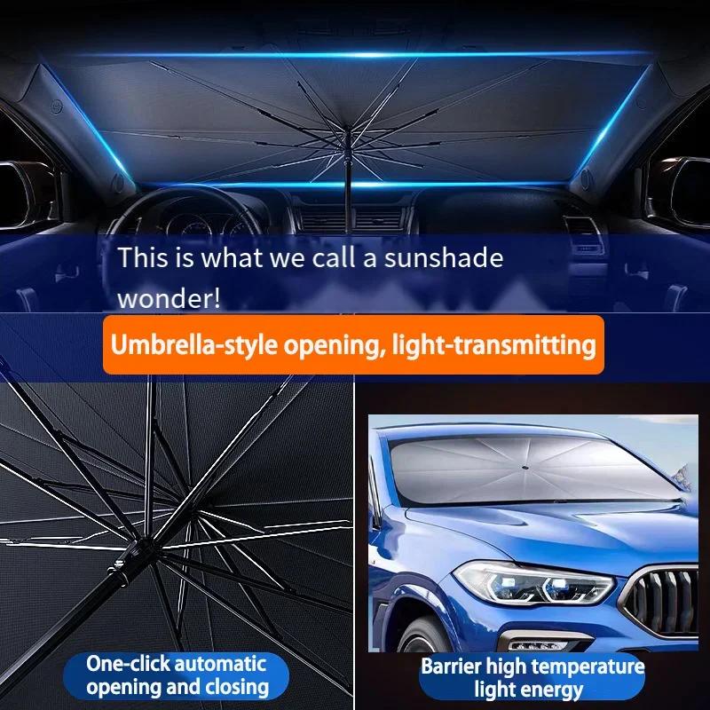 KEBIDU Ombrello Parasole per Parabrezza Auto UPF50+, Parasole Pieghevole per Parabrezza con Rivestimento Argentato, Isolamento Termico Anti-UV per Tutte le Auto, Custodia Portatile