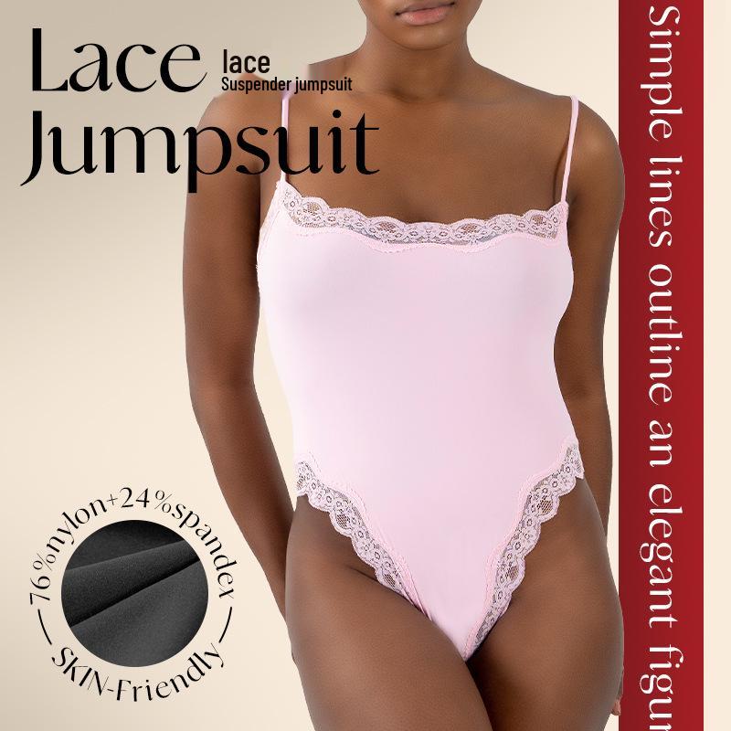 European & American Lace Suspender Bodysuit – Sexy, Breathable, Skin-Friendly Nude Sportswear