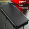 AMORUS For Samsung Galaxy S25+ Case View Window Stand PU Leather Phone Cover