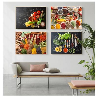 Canvas Painting Cuadros Scandinavian Posters and Prints Wall Art Food Picture Living Room Grains Spices Spoon Peppers Kitchen No Frame