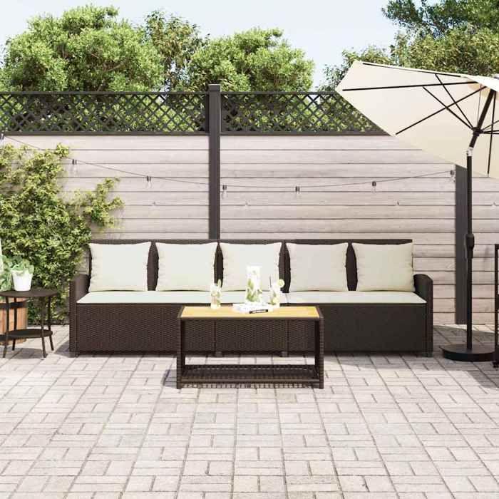 VidaXL Canapé de jardin avec coussins 5 places brun résine tressée, canapé d'extérieur, canapé de jardin 5 places, canapé 4104113