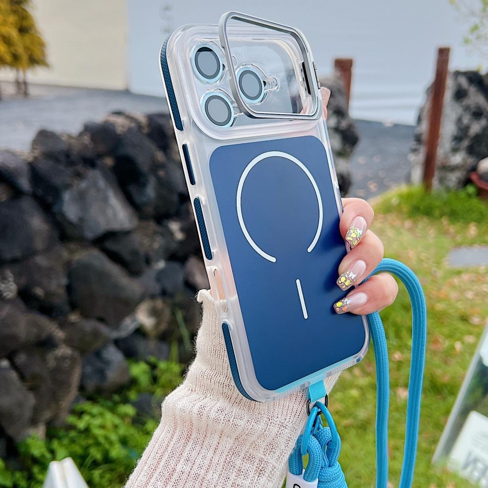 Ενισχυμένο Λουράκι Κορδόνι Anti-loss Crossbody Θήκη Για iPhone 17 16 Pro Max 11 12 13 14 15 Plus Αναδιπλούμενο Κάλυμμα με Μαγνητικό Κάλυμμα και Βάση