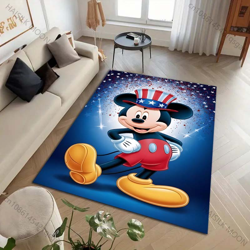 1PC Disney Mickey Mouse Print Cartoon Carpet for Living Room Bedroom Kid's Room Home Decor Area Rug Non-slip Mat Luxury Gift