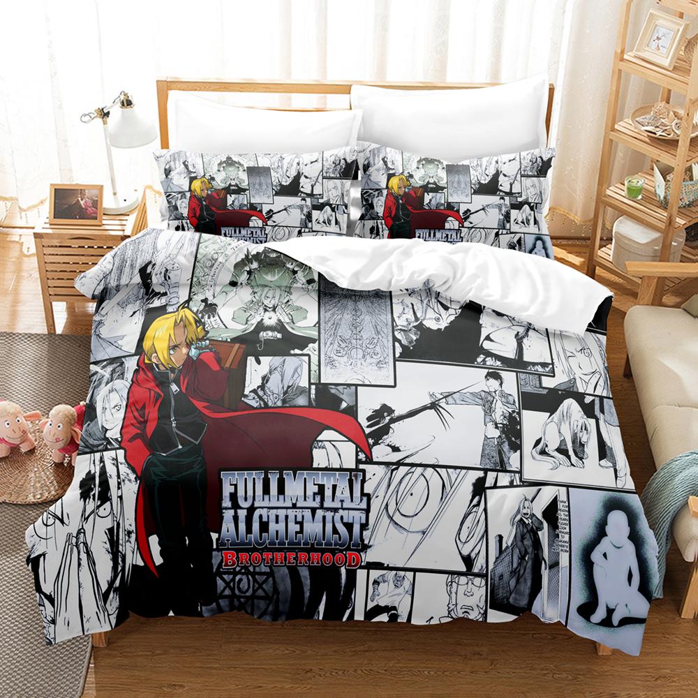 Anime FULLMETAL ALCHEMIST Sängkläder Påslakanset med örngott Twin Full Queen King Sängkläder Sänglinne Hemtextilier