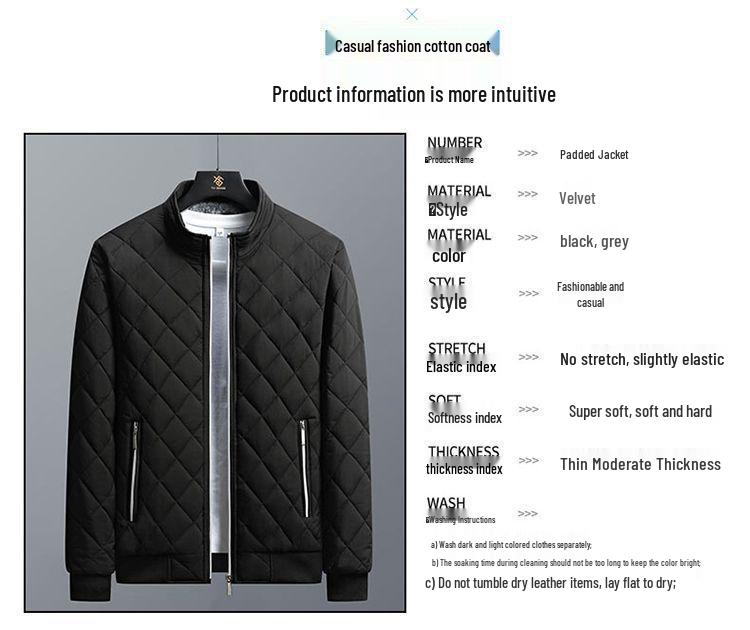 Men's Thick Velvet Winter Jacket - Loose Fit, Warm Cotton Coat for Middle-Aged & Elderly