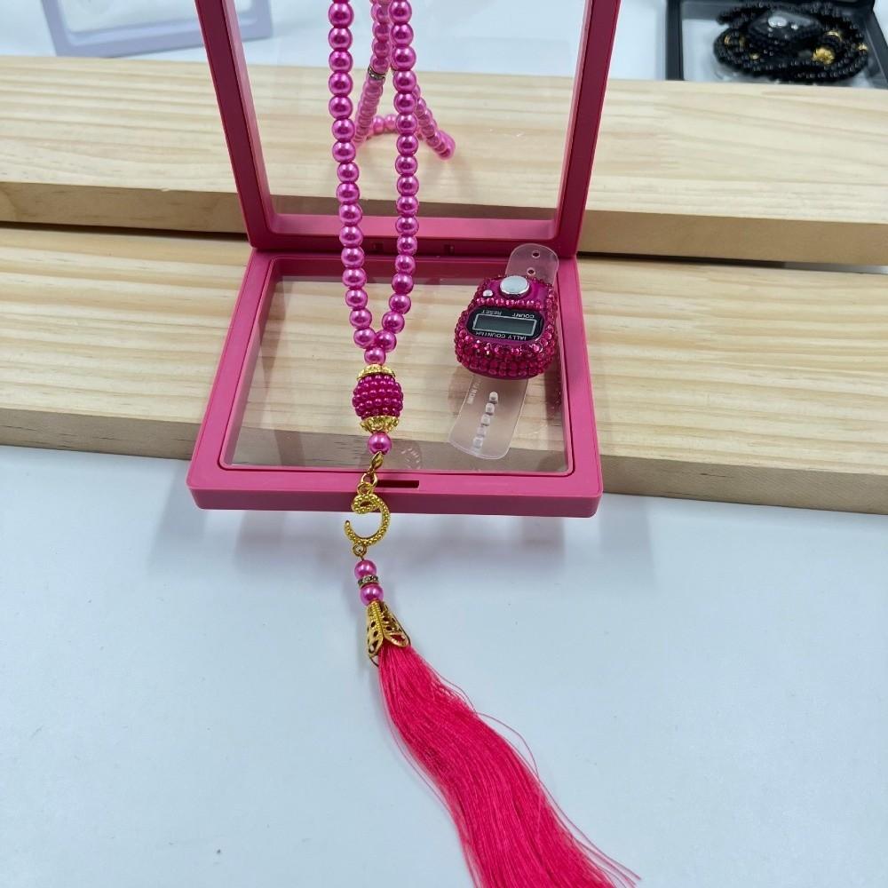 2pcs/box 99-Prayer Tasbih Beads Prayer Beads Resettable 2-Piece Set Hajj Umrah Gift Set Finger Calculator Handheld Bracelet