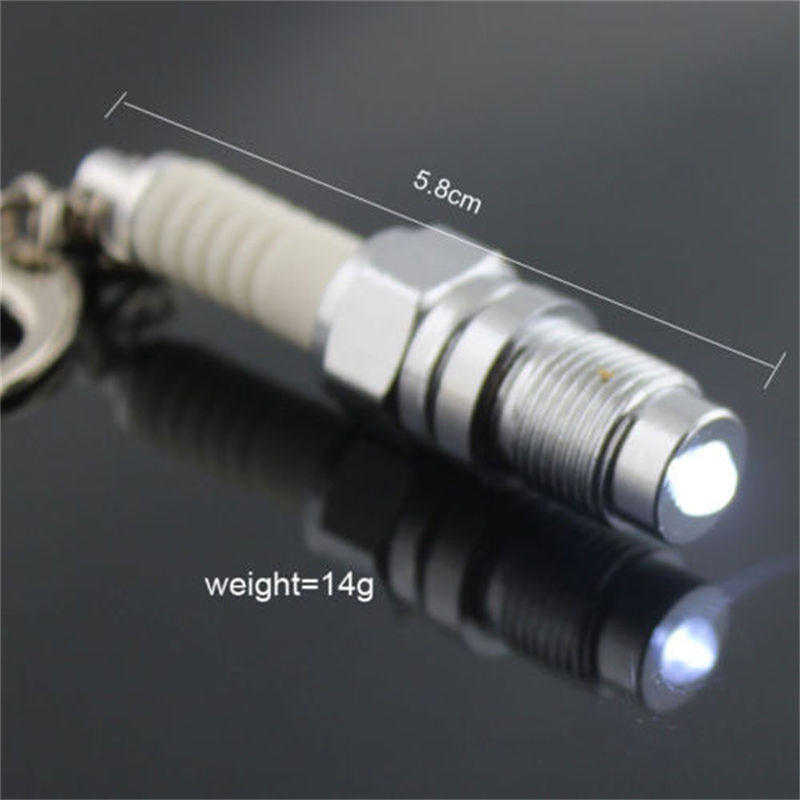 Casual  Led Key Chain Spark Plug Key Chain Keychain Car Parts Keyring