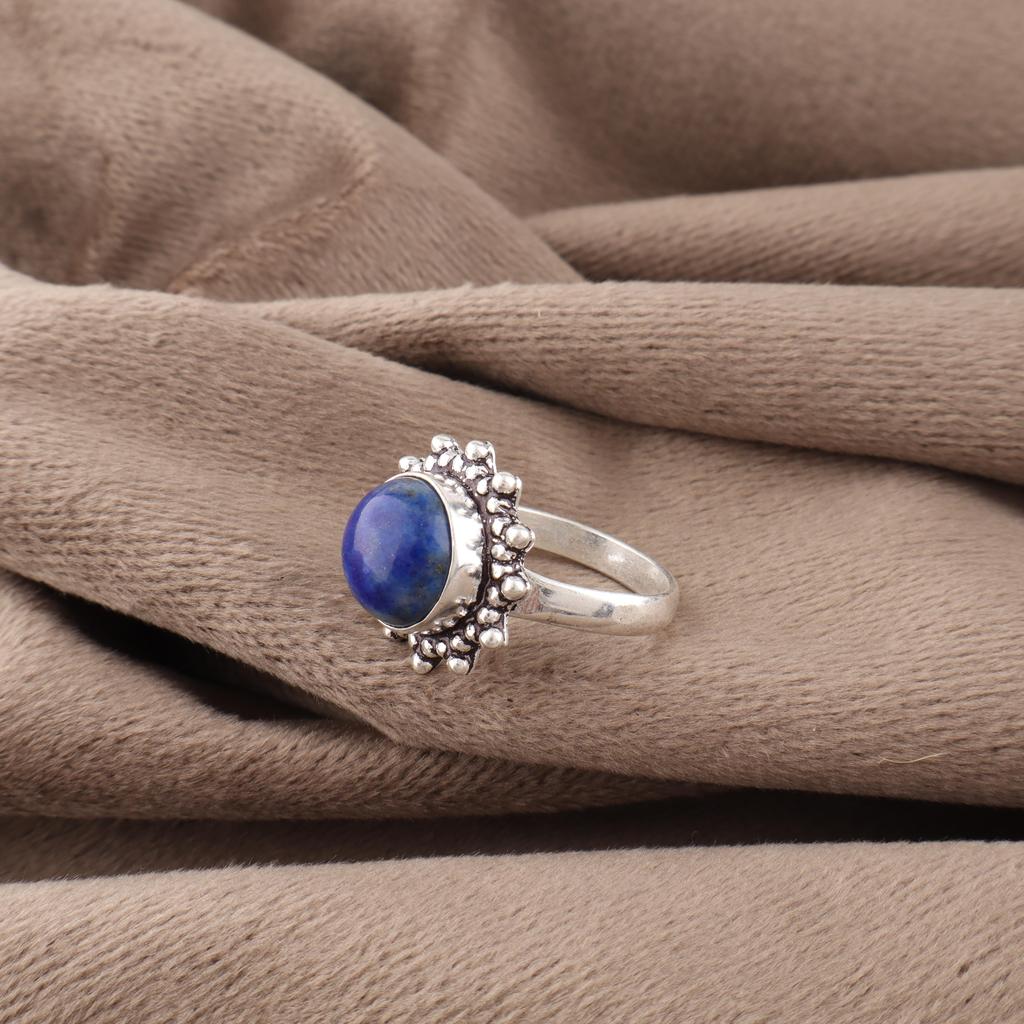 Lapis Lazuli Gemstone Jewelry, 925 Sterling Silver Ring, Handmade Adjustable Ring For Her, Balancing Gemstone Jewelry For Gift