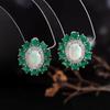 925 Sterling Silver Earrings Colorful Natural Opal Green Agate Gems Luxury Fine Jewelry for Women's Anniversary Party Gift