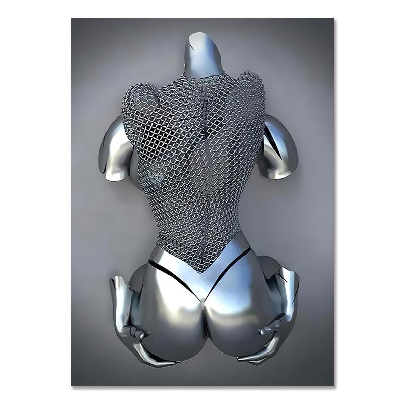 Metal Figure Statue Canvas Painting Romantic Abstract Posters Prints Wall Art Pictures Modern Living Room Decorations for Home