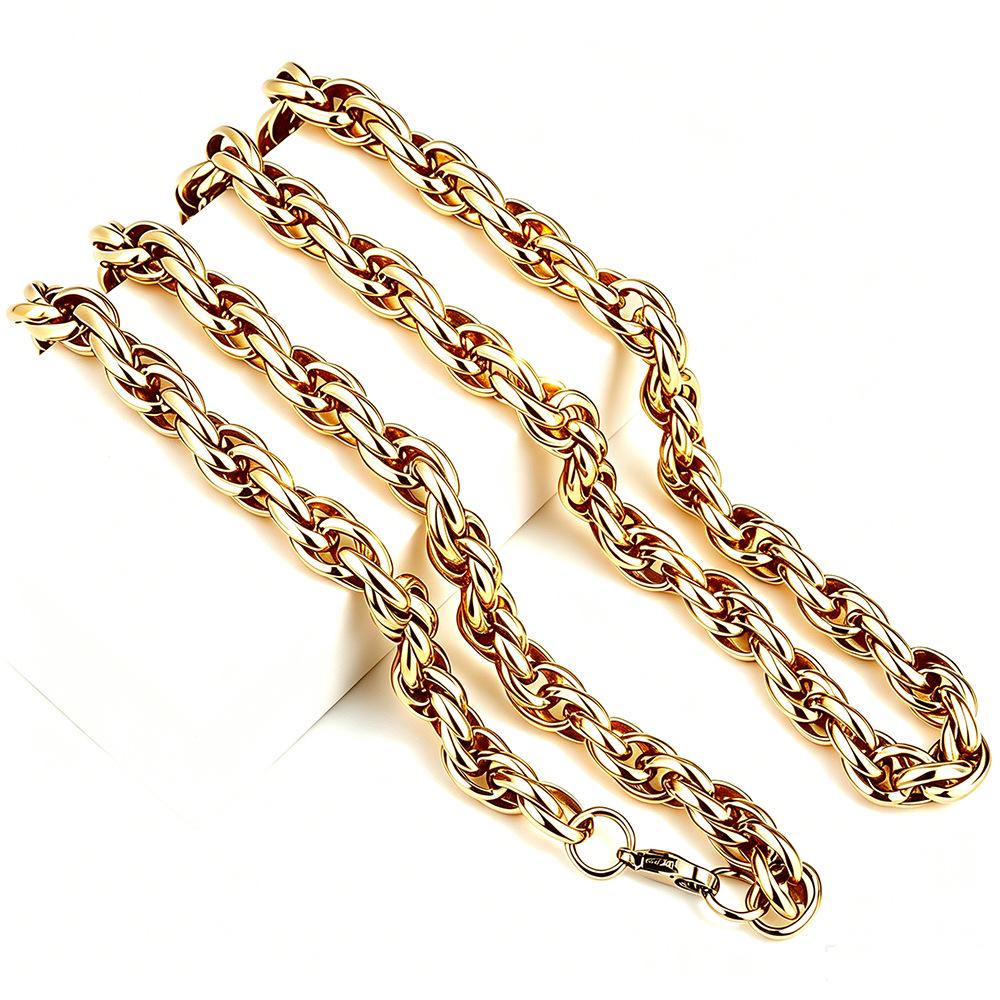 18K Gold Plated Edelstahl Cuban Link Kette - Herren Hip Hop Stil, Farbecht, Hochglanzpoliert.