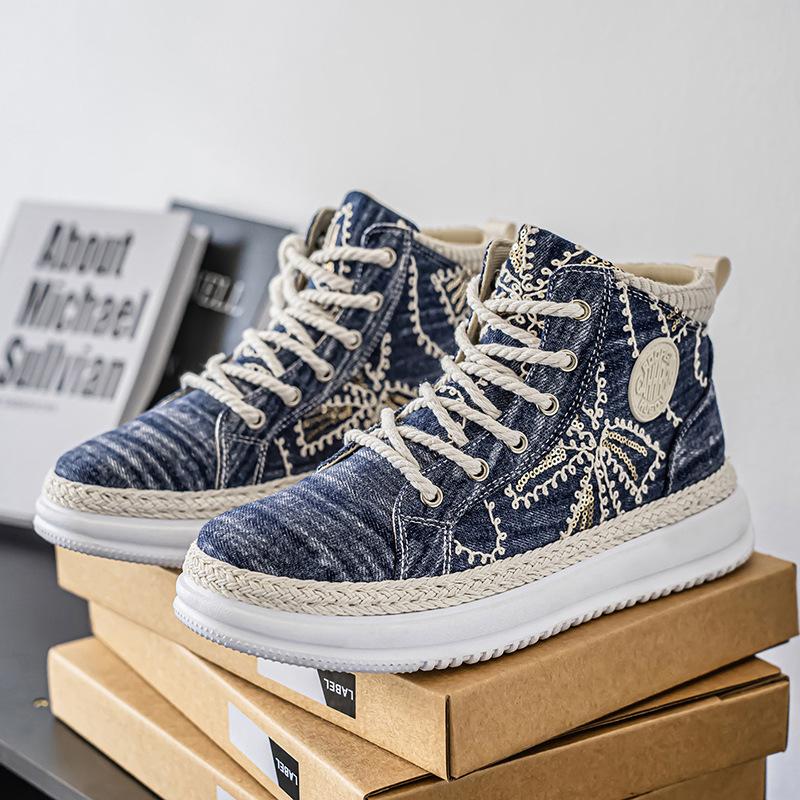 Canvas Shoes Men's Summer Sports Breathable Country Fisherman Corduroy Cloth Shoes Men's Casual Flat Shoes