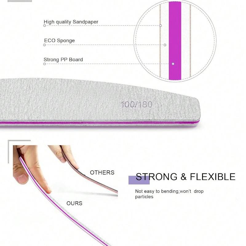 25PCS Professional Nail File,180/100 Nail File For Natural Nails, Nail File Double-Sided Washable Fine Grain Nail File For Home And Salon Use.