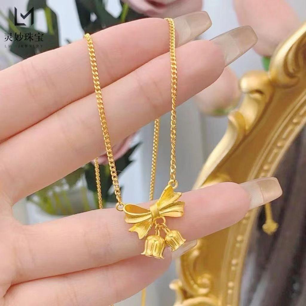 New Bow Lily Of The Valley Necklace Female Simplicity High Sense On The Run Princess Ancient Collarbone Chain Does Not Fade