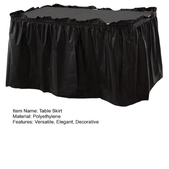 Disposable Waterproof Table Skirt with Adhesive Strip 420x70cm Heavy-Duty Plastic Cover for Wedding Birthday Party Easy Cleanup Elegant Event Decor