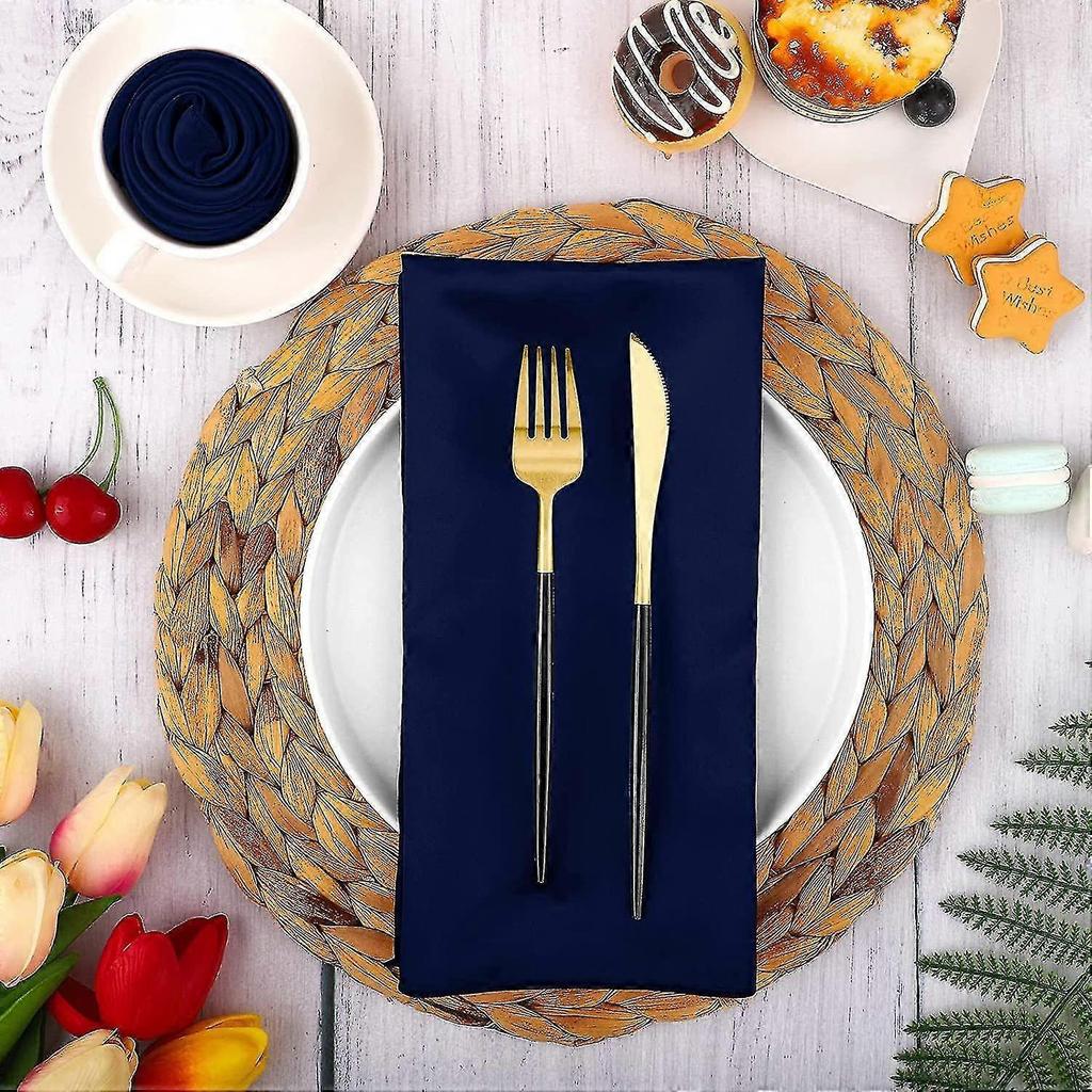 20pcs 17inch Square Dinner Cloth Napkins, High-density Imitate Silk Cloth Napkin,soft Smooth Fabric Satin Napkin - DD
