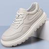 New Men Genuine Leather Casual Shoes Thick-soled Flat Platform Shoes Lace-up Chunky Sneaker