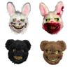 Evil Blood Bunny Plush Mask Halloween Scary Bear Bunny Mask Mardi Gras Halloween Party Role Play Dance Masquerade Mask
