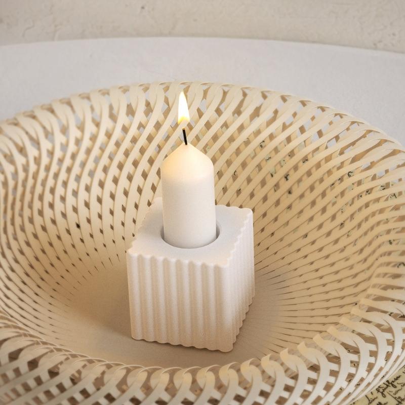 3x Handmade Candlestick Molds Square Striped Candle Holder Silicone Moulds Castings Mould Plaster Molds Candle Cup Molds