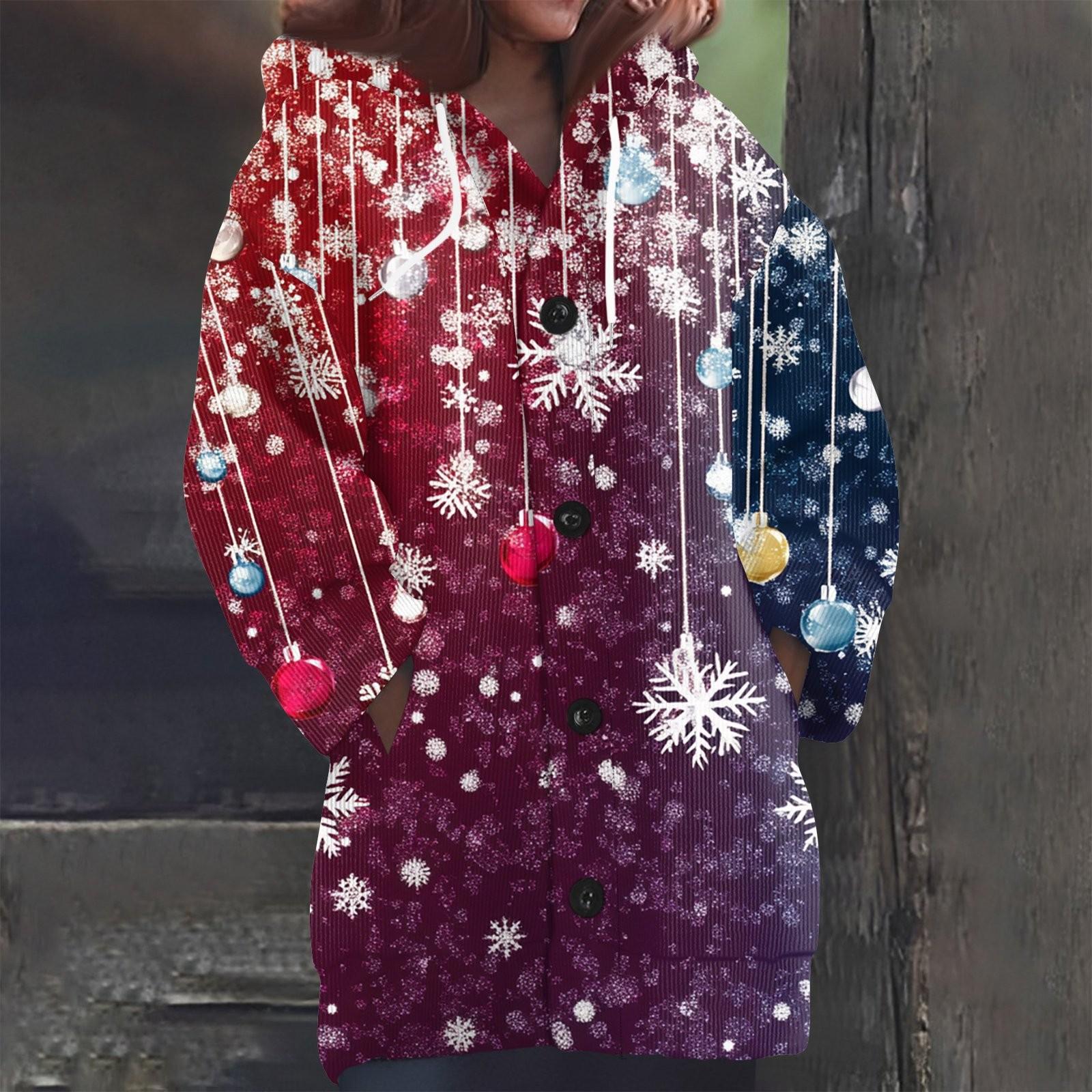 

Свитшоты для женщин Вязаный свитер с длинным рукавом Принт Вязаный худи с пуговицами Кардиган Пальто S