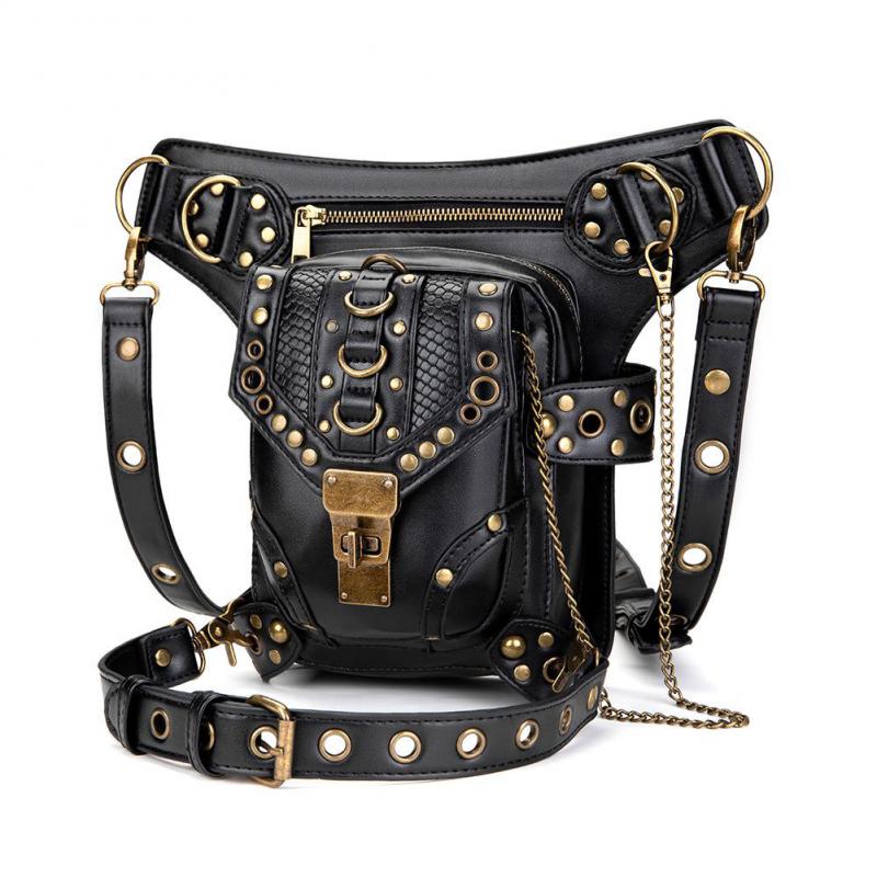 Johnature Dámská dámská taška do pasu Retro Locomotive Steampunk Style Vysoce kvalitní Pu Leather Multifunkční malé tašky přes rameno