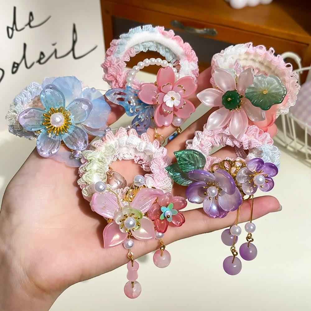 Butterfly Flower Hair Tie Chinese Style Hair Band New Princess Hair Ring Headdress