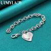 925 Sterling Silver Double Heart Pendant Bracelet For Women Wedding Engagement Fashion Jewelry