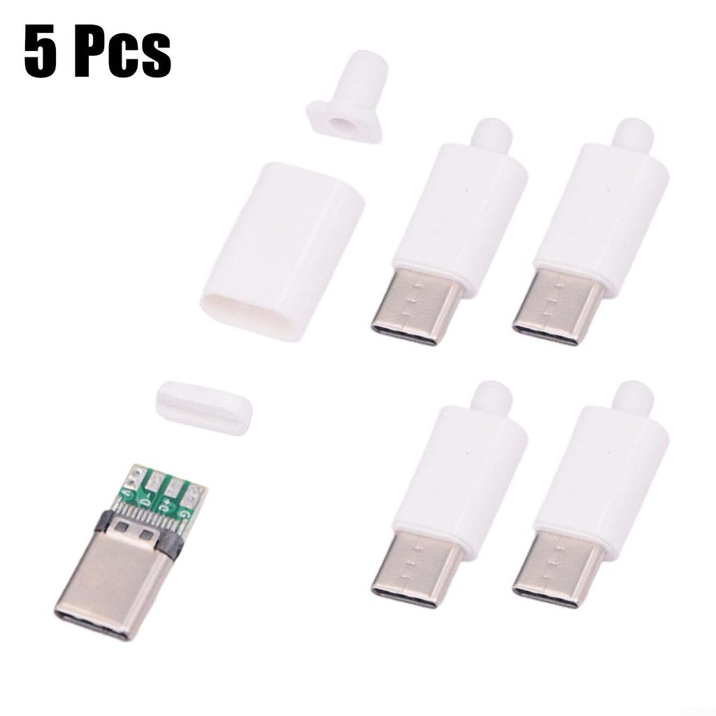 Secure Connection USB3 1 Type C Male Connector with Black/White Shell 5pcs