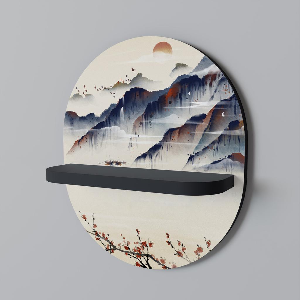 Japanese landscape półka owalna czarna