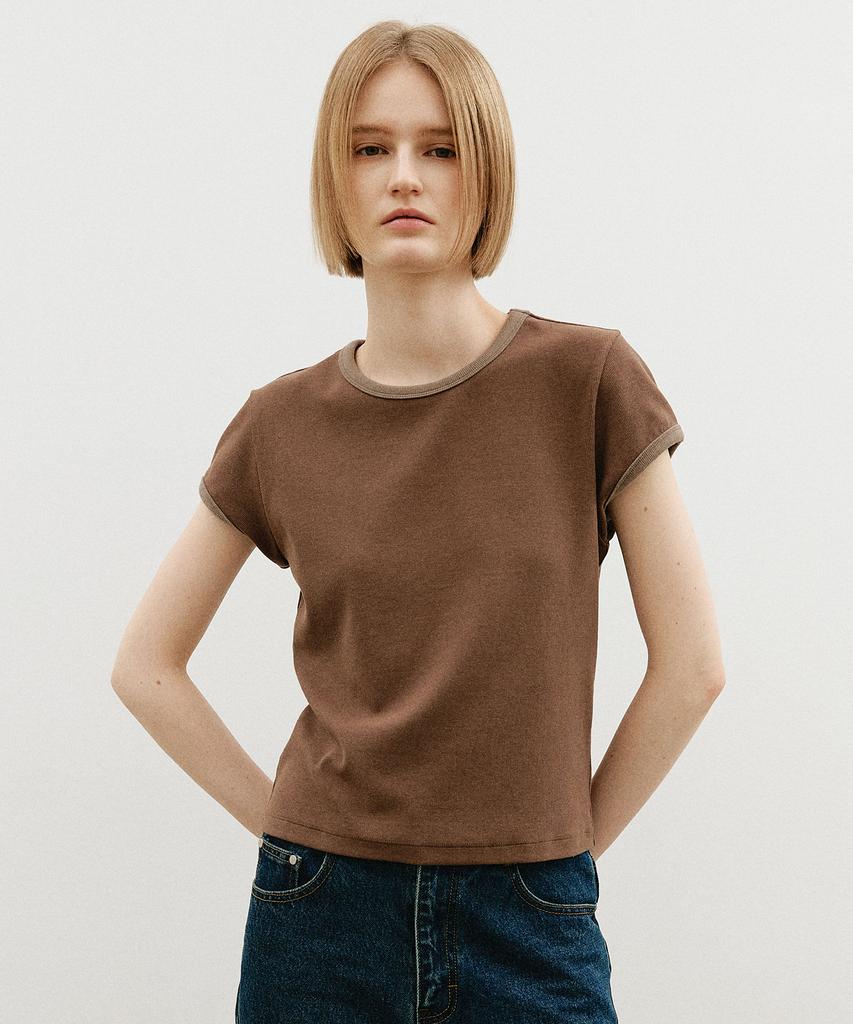 ARTID Waffle Ringer Short Sleeve T-Shirt_Brown