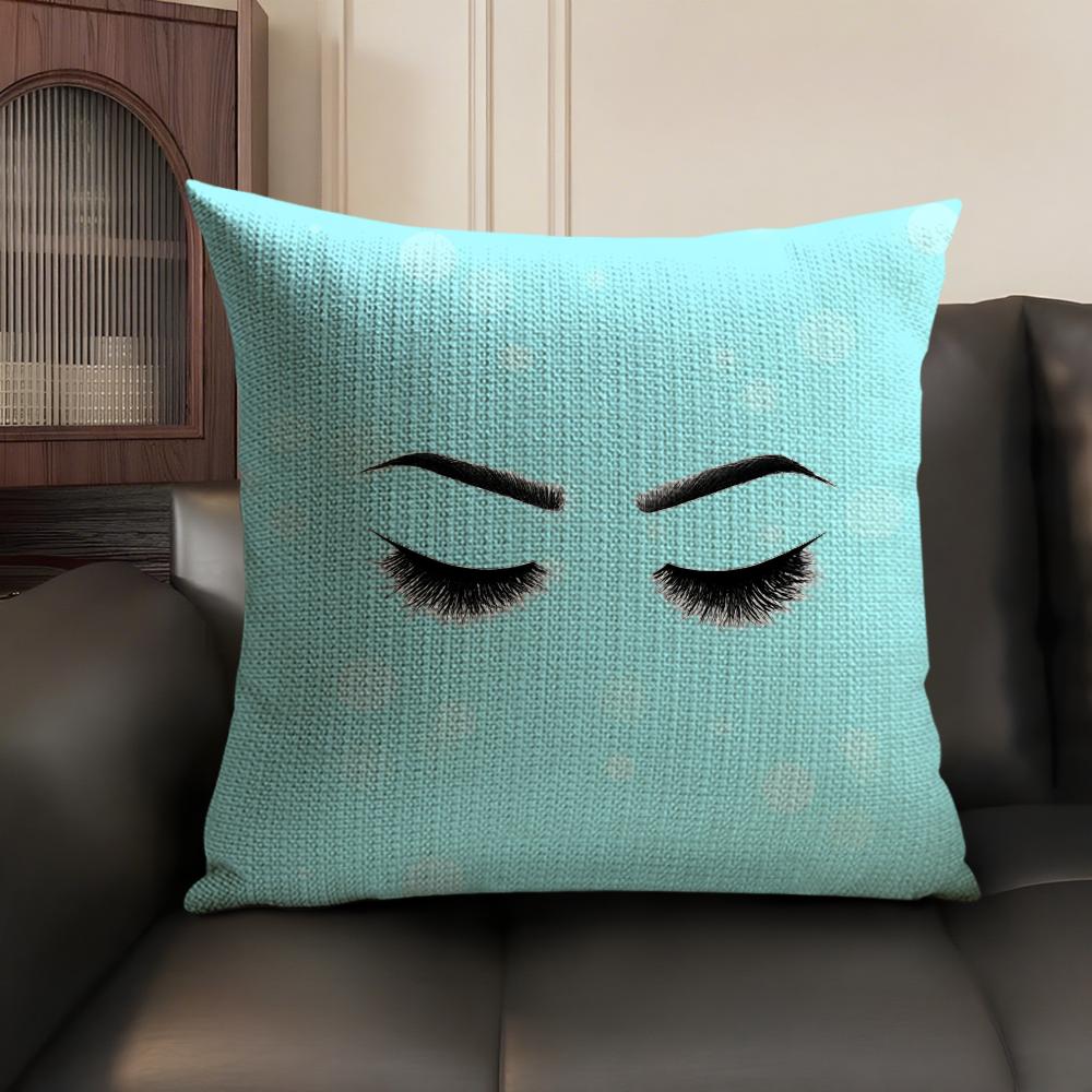 Abstract Painting Beauty Makeup Eyes Pillow Case Double-Sided Printing Short Plush Sofa Cushion Cover Bedroom Bedside Pillow
