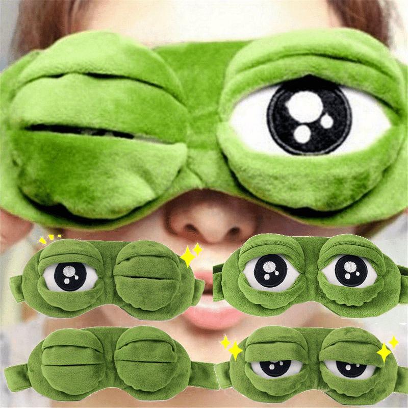 1pc/2pcs/3pcs Green Frog Cartoon Cute Eye Mask Sad 3D Eye Mask Sleeping Rest Sleeping Fun Adult Unisex Gift