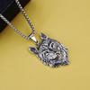 European and American Retro Men's Jewelry Pop Punk Viking Wolf Head Pendant Necklace Accessories