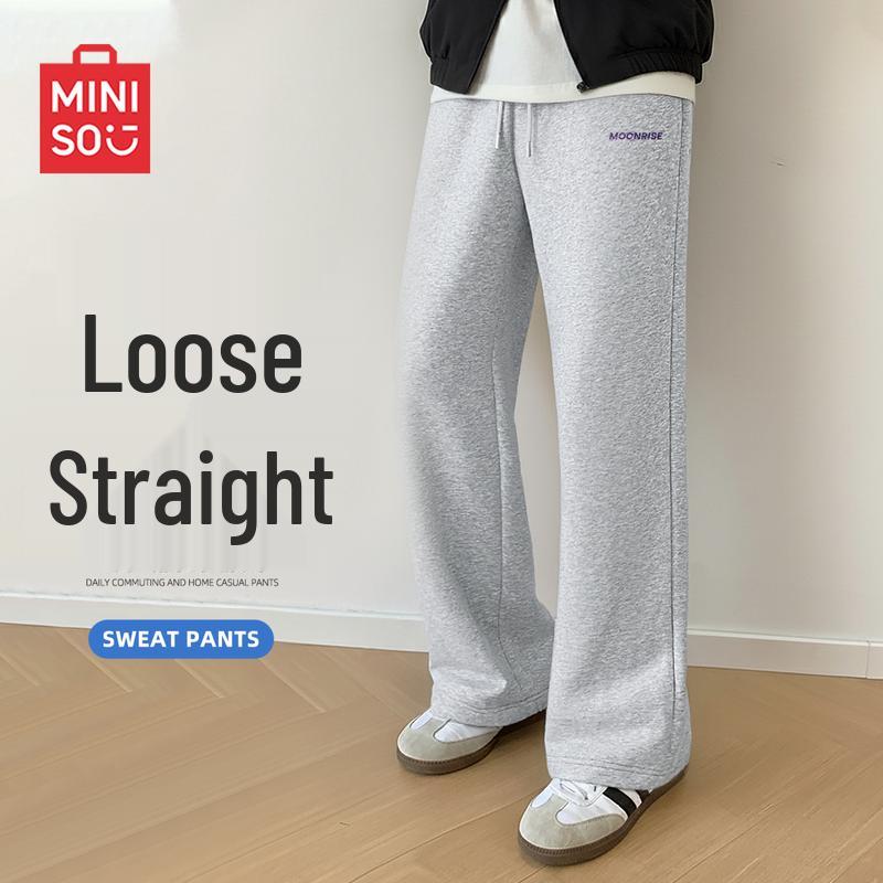 MINISO Men's Fleece-Lined Straight-Leg Sweatpants