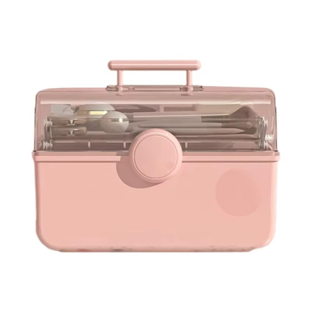 

Семейный контейнер Коробка для хранения косметики 3-слойный кейс для хранения лекарств Органайзер для макияжа для шитья розовый