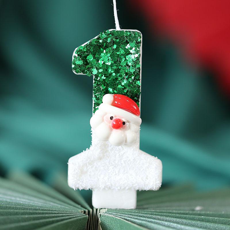 Christmas Happy Birthday Candles for Cake Decorating Supplies Unscented Number Candles Cake Topper Decorations