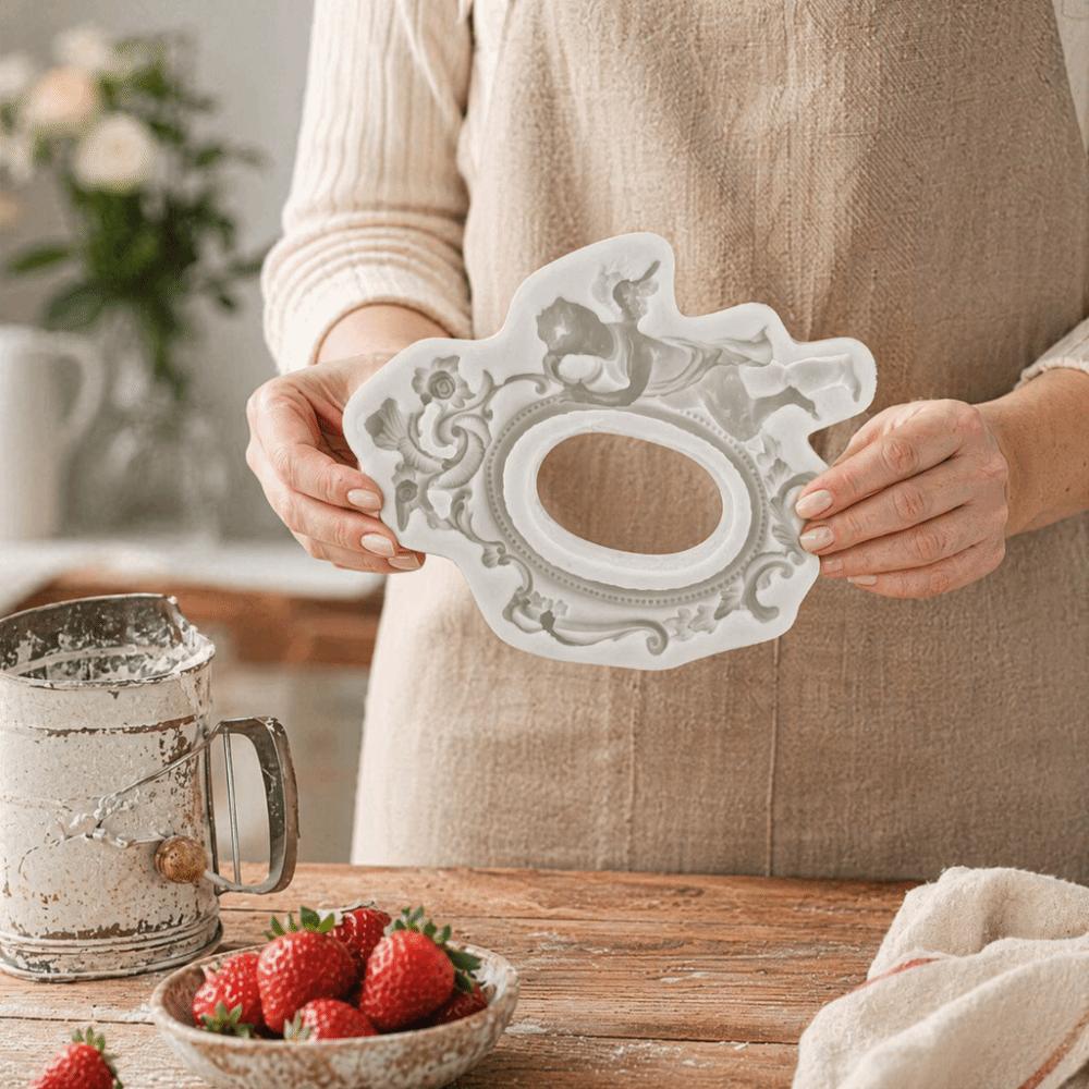 Pink Color DIY Cake Mold 3D Sculpted Pattern Baking Decor Tool Chocolate Mould For Cupcake Topper
