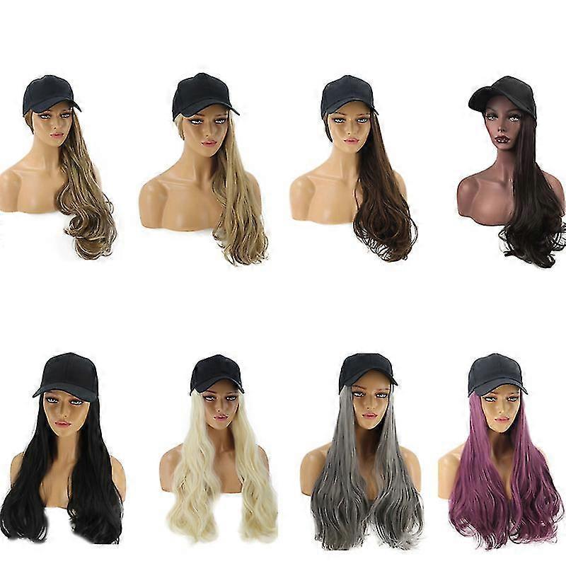 Charming Women Lady Long Curly Synthetic Wig Hairpiece Hair Extension with Hat