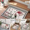 Merry Christmas Indoor Door Mat Gnome Xmas Tree Snowflake Red Black Plaid Front Door Mat Non Slip Washable Entryway Rug