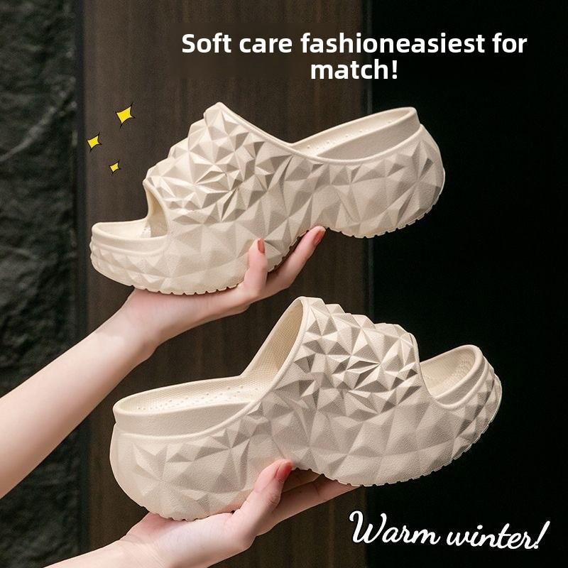 Elegantes Zapatillas de Arrastre Rectas de Fondo Grueso para Mujer, Nuevo Diseño de Diamantes, Zapatos de Playa Antideslizantes de Moda