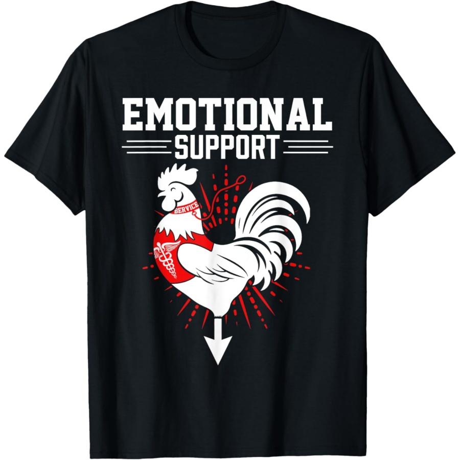 Emotional Support Cock Dirty Humor Chicken Funny Adult T-Shirt S